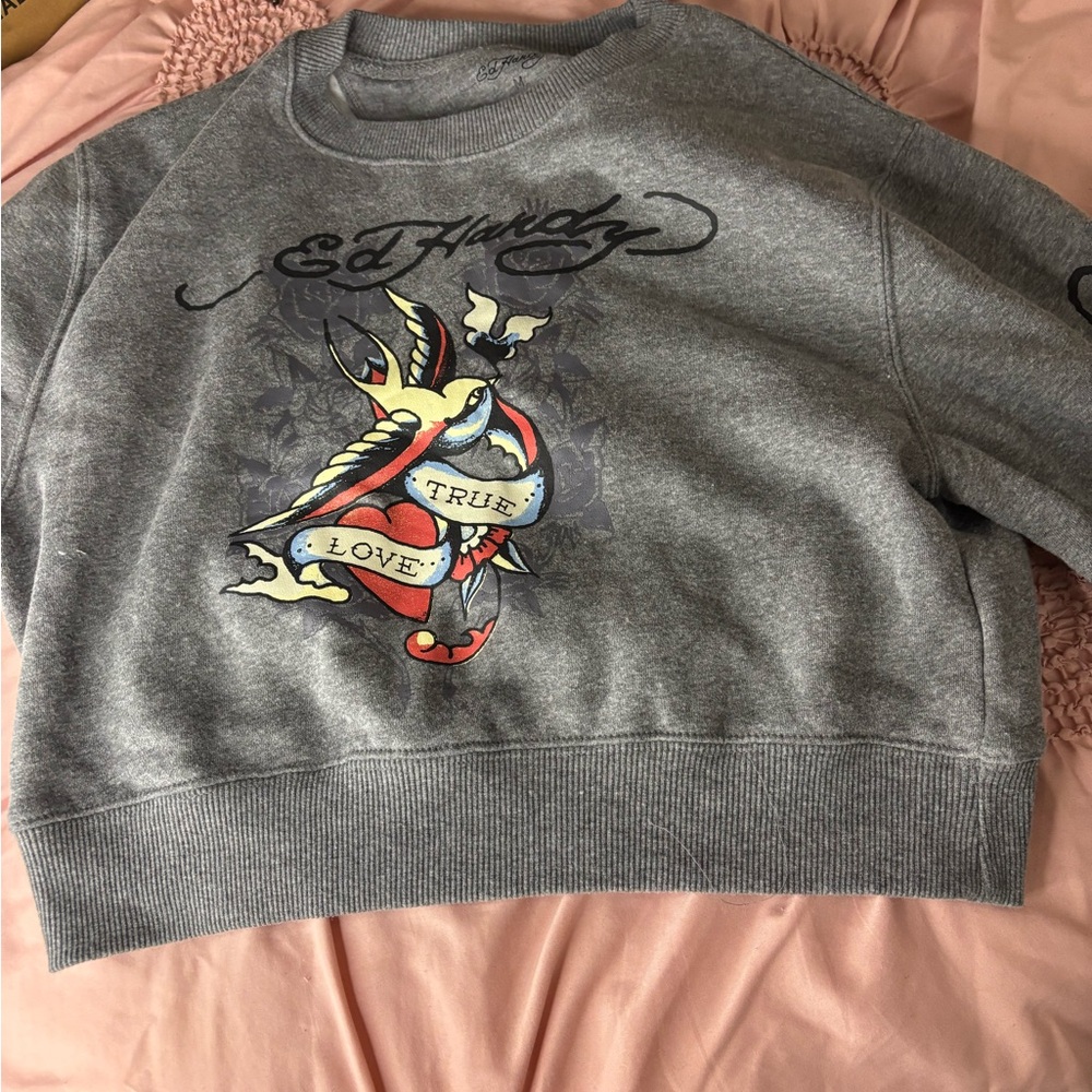 Ed Hardy Gray Graphic Men's Sweater